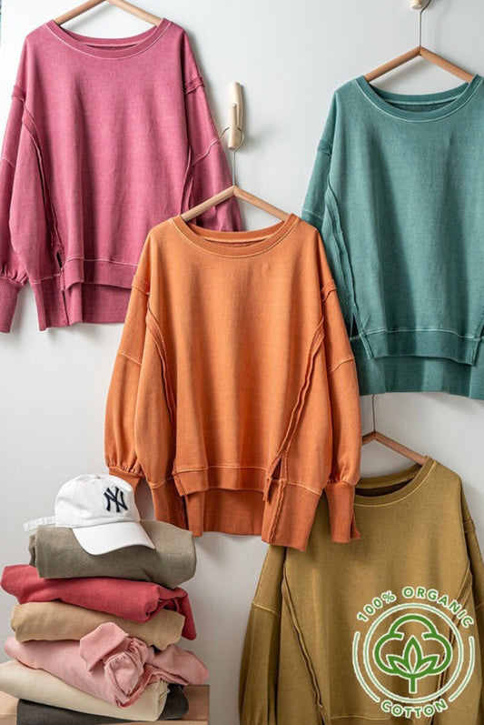 ORGANIC LONG SLEEVE PIGMENT OVERSIZED SWEATSHIRT