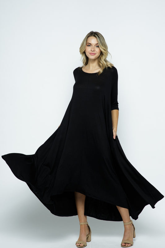 KNIT MAXI DRESS WITH EXTRA WIDE FLARED SKIRT